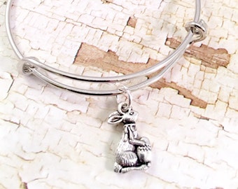 Easter bracelet, Little Girl bracelet, easter bunny charm bracelet, bunny rabbit charm bracelet, little girl jewelry, gift for niece