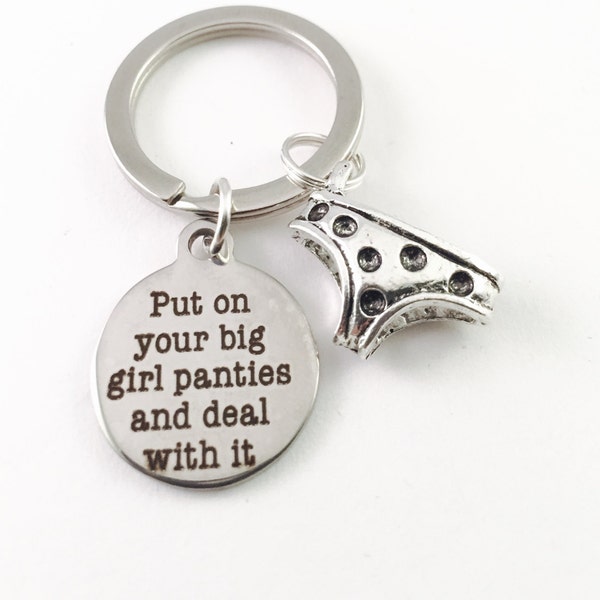 Girlfriend keychain, Fun Retro vintage keychain, Put on your big girl panties keychain, Deal with it keyring, girlfriend keychain