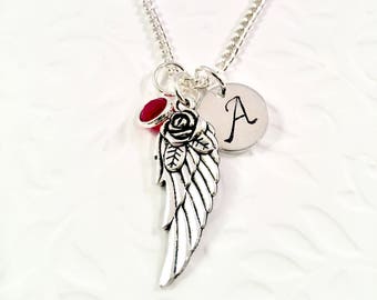 Angel wing necklace, Personalized Angel Wing Necklace, Memorial Necklace, Mother, Miscarriage Necklace, Loss Necklace, Memorial Gift for Her