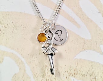 Personalized Ballerina Necklace, Initial dance necklace, nutcracker ballet, ballerina dancer necklace, Recital gift, gift for her