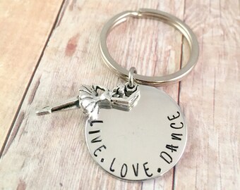 Ballet Ballerina Keychain, Live Love Dance, Recital gift for her, Ballet Dancer, Orchesis Dance, Dance Troupe, Recital Gift, Jazz