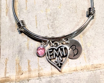 EMT Bracelet  charm bracelet  EMT gift, first responder bracelet, personalized EMT jewelry, paramedic bracelet