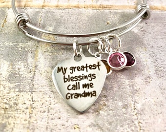 Grandma bracelet, Mothers bracelet, Initial Charm Bracelet, for mom, Swarovski Birthstone, Grandma personalized bracelet, Mothers Day