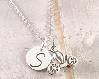 Princess necklace, Cinderella carriage charm necklace, cinderella necklace, bff necklace, friendship necklace, personalized necklace