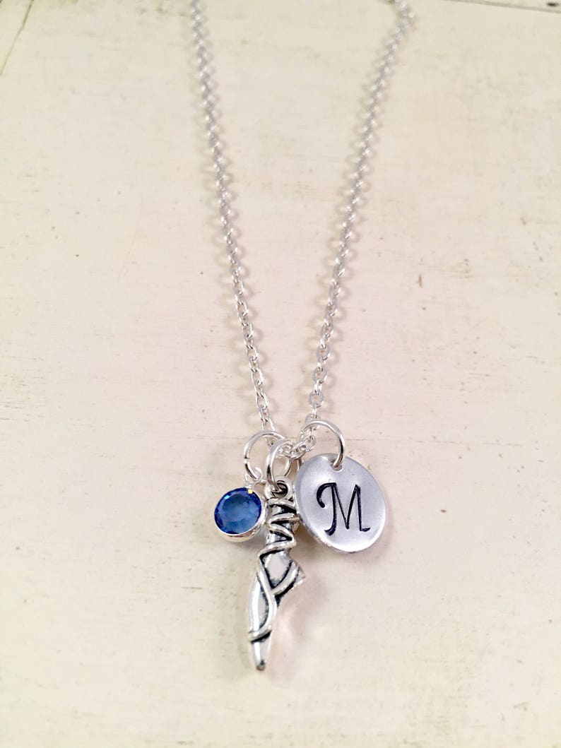 Ballet Necklace, Ballerina Necklace, Ballet Shoe Ballerina Necklace, Ballet Gifts, Ballet Shoe Initial, Ballerina Initial, Personalized image 2