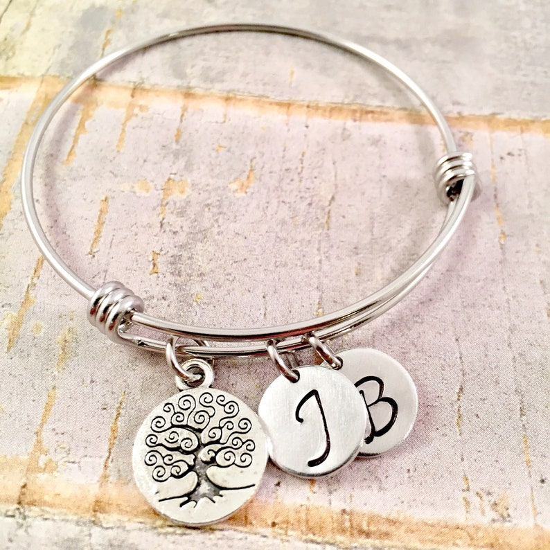 Family Tree Bracelet, Initial Bracelet, Mothers Day Gift, Mother's bracelet, For Grandma, Name bracelet, Sister, New Mom, personalized zdjęcie 1