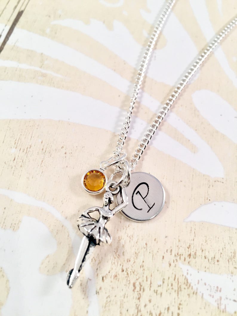 gift for her personalized dancer jewelry ballerina dancer necklace Recital gift Personalized Ballerina Necklace Initial dance necklace