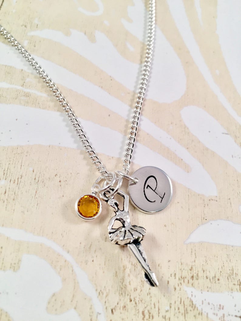 gift for her personalized dancer jewelry ballerina dancer necklace Recital gift Personalized Ballerina Necklace Initial dance necklace