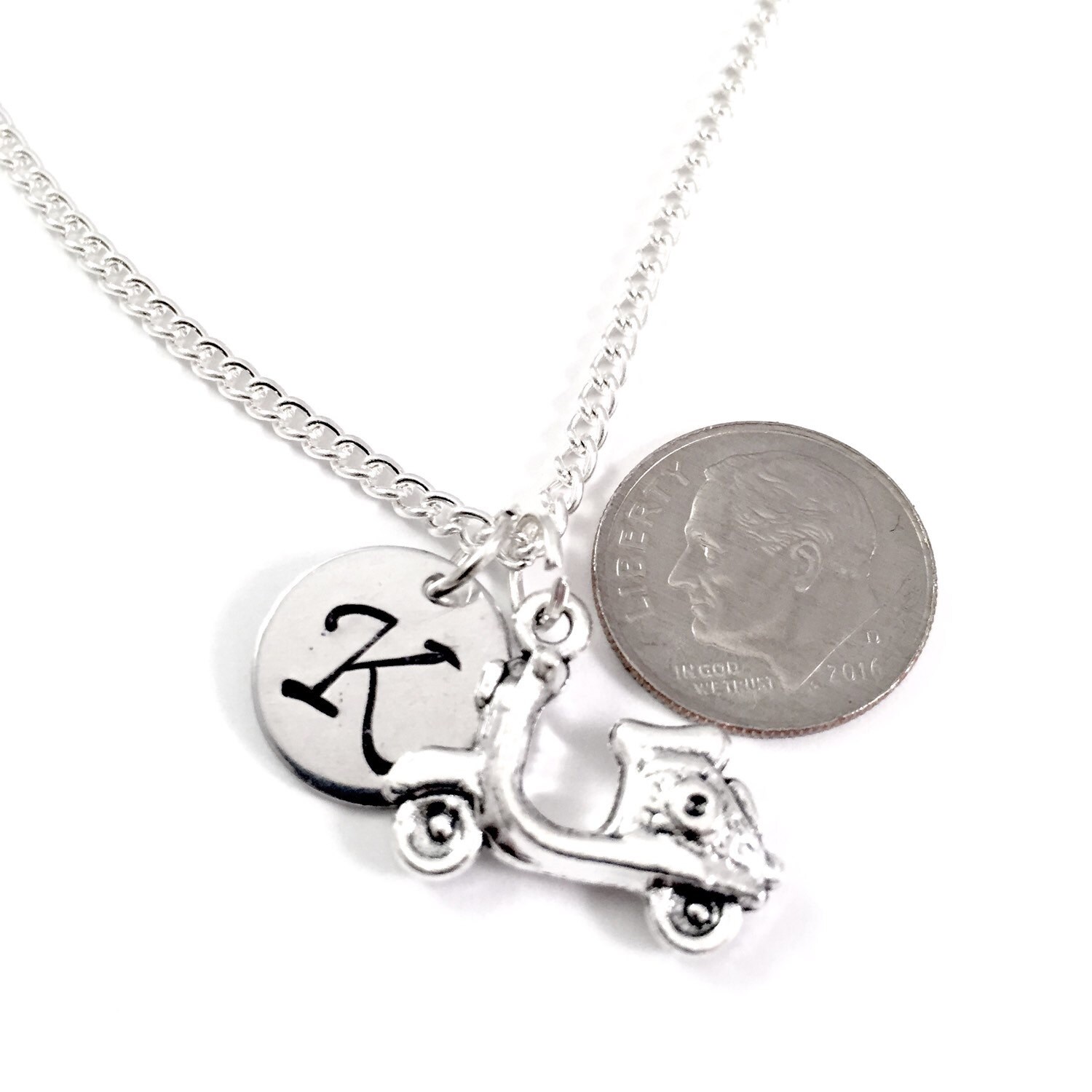 Scooter necklace Vespa Necklace initial necklace Etsy