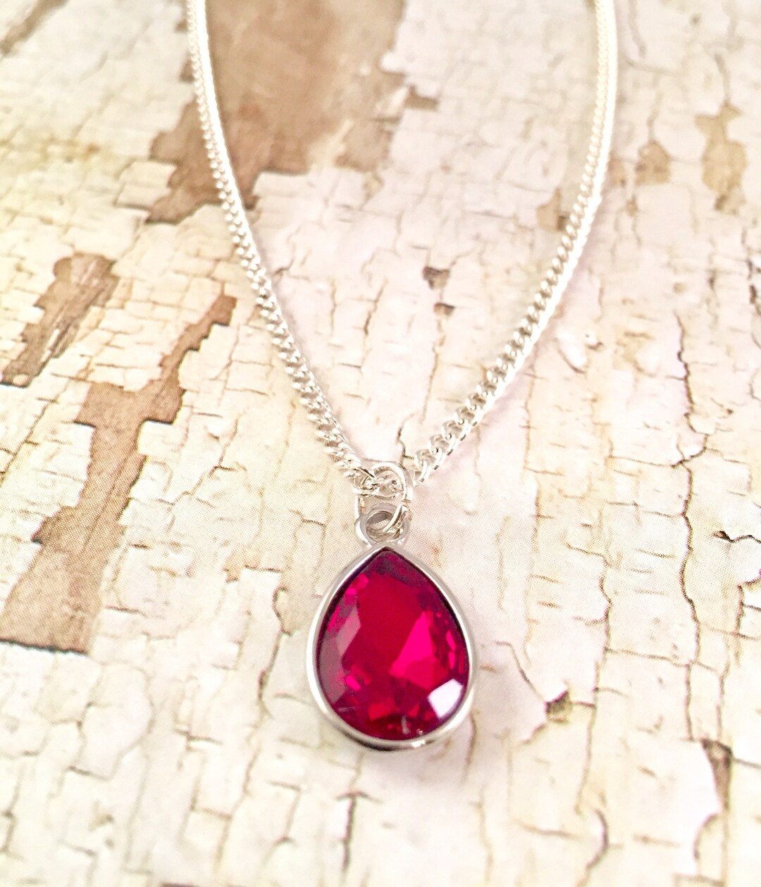 Red Tear Drop Pendant Necklace, Dressy Necklace, Formal Jewelry