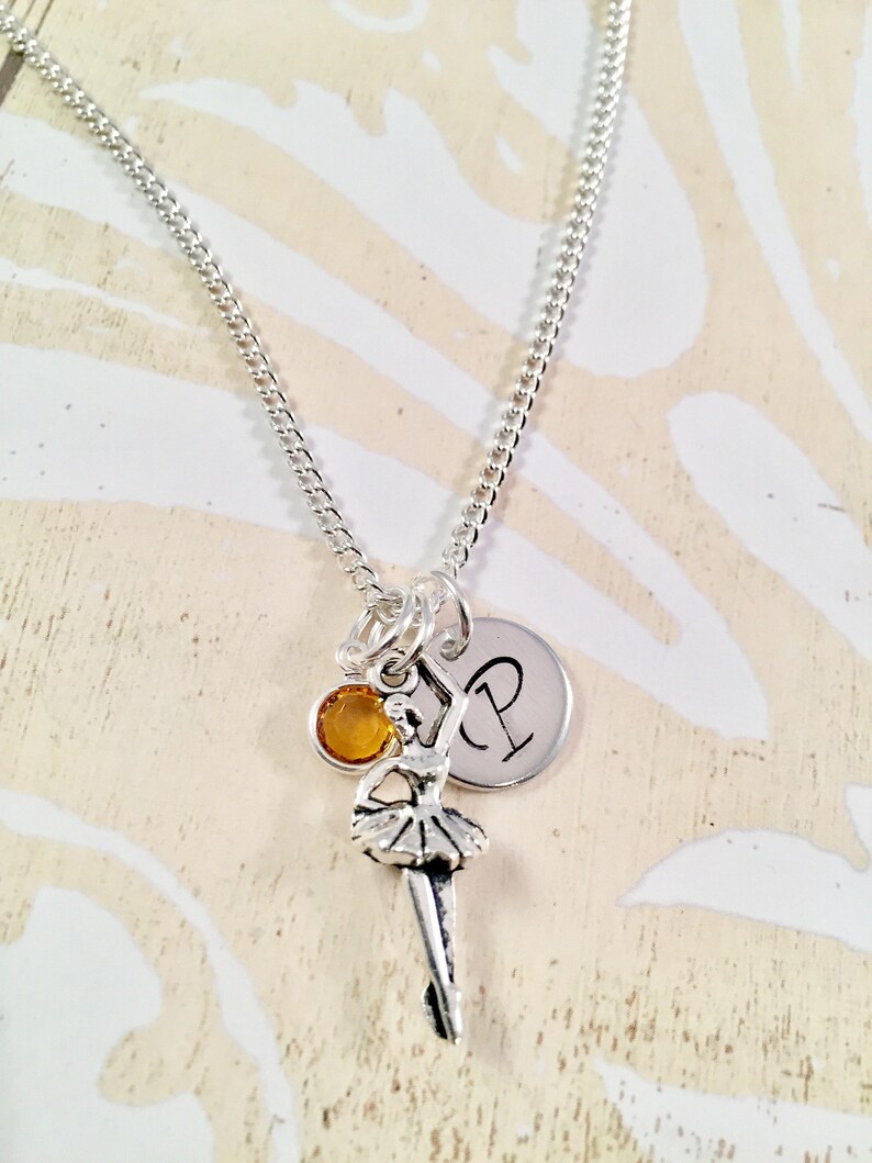 gift for her personalized dancer jewelry ballerina dancer necklace Recital gift Personalized Ballerina Necklace Initial dance necklace