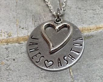 Mothers Necklace, Personalized Heart Necklace, Name necklace, mothers day gift, Mom of Boys, Mom of Girls, push present