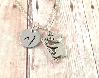 Personalized Koala Bear necklace, Aussie charm necklace, Best Friend jewelry , Gift for her, Traveling to Australia