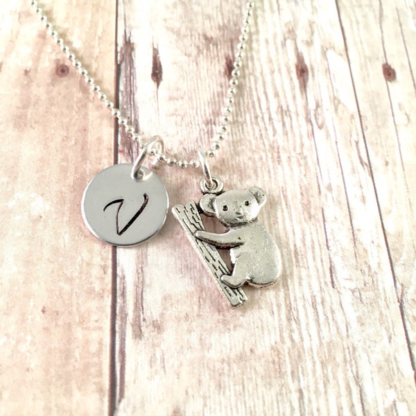 Personalized Koala Bear necklace, Aussie charm necklace, Best Friend jewelry , Gift for her, Traveling to Australia