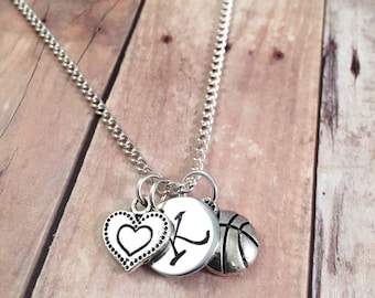 Personalized Basketball necklace, Personalized sport necklace, basketball charm necklace, basketball team gifts, coaches gift