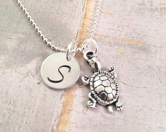 Baby Turtle Necklace, Personalized turtle necklace, turtle necklace, baby turtle jewelry, initial jewelry, ocean jewelry, save the turtles