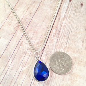 Blue Teardrop pendant Necklace, Fancy, Dressy necklace, Formal Jewelry, Homecoming, crystal, Pendant Royal Blue, PROM jewelry, For Mom image 3