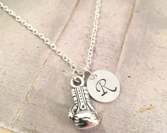 Boxing Glove Charm Necklace, Personalized Necklace, Silver Boxing Glove Charm, Custom Necklace, Kickboxing, MMA, Martial Arts