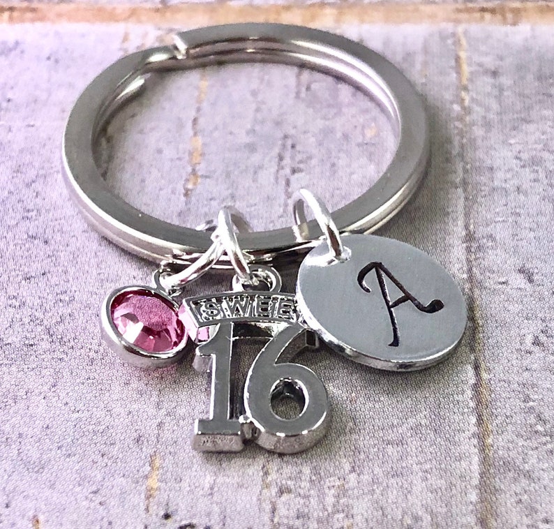 Sweet 16 Keychain Number 16 Keychain 16 Charm Birthday Gift Etsy