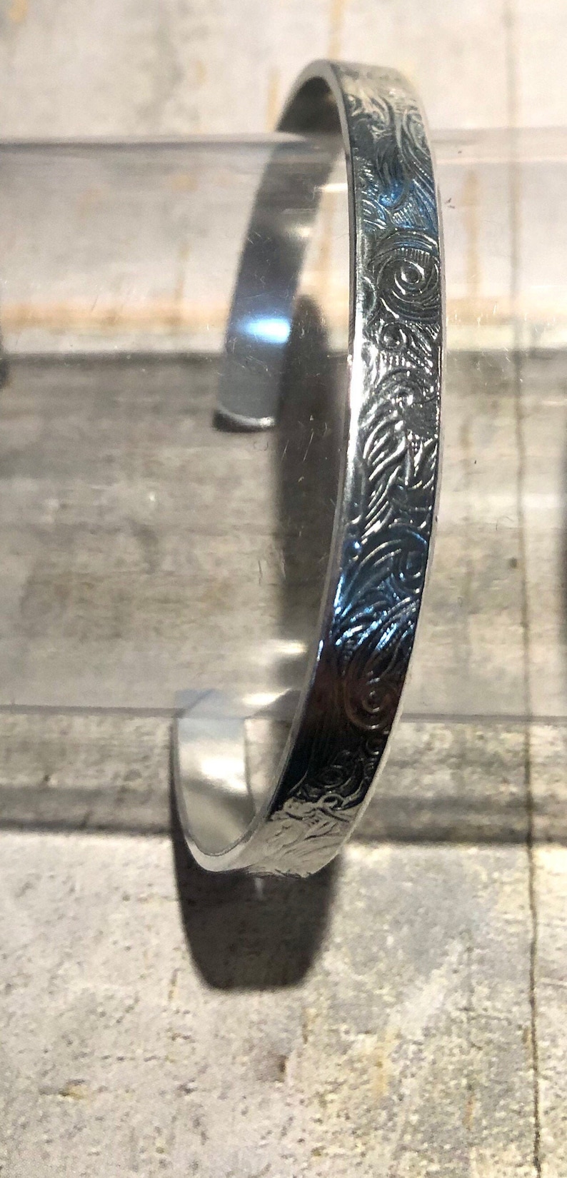 Floral Embossed Bracelet Flower Cuff Bracelet Designer Etsy