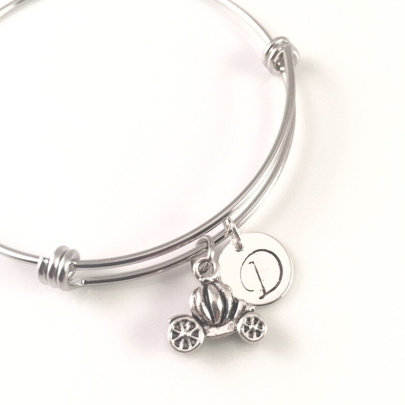 Personalized Princess bracelet, Cinderella charm Bracelet, Carriage Charm bracelet, for her, birthday gift, adjustable image 1