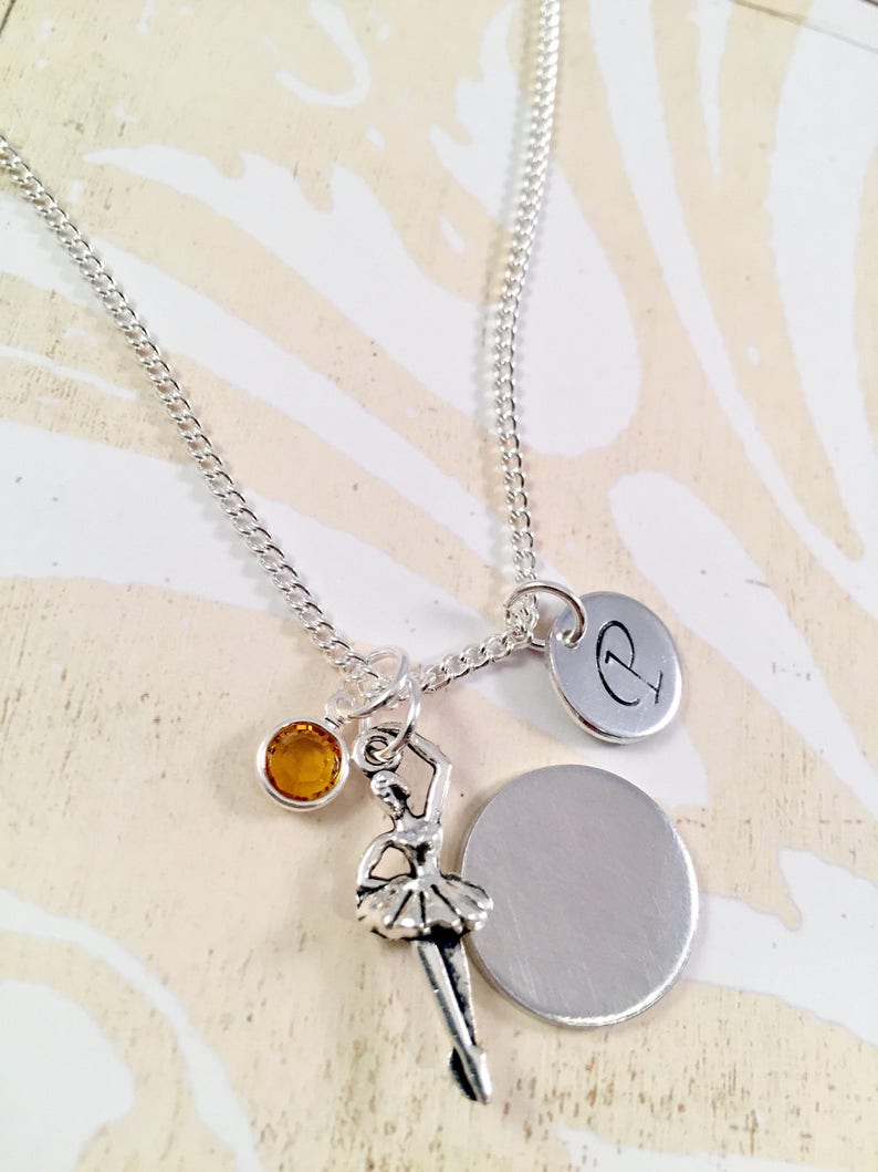 gift for her personalized dancer jewelry ballerina dancer necklace Recital gift Personalized Ballerina Necklace Initial dance necklace
