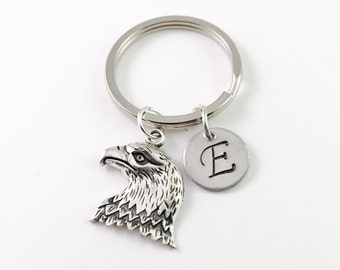 Personalized Eagle Keychain, silver charm, Eagle Mascot Keychain, Sport Keychain, high school mascot, backpack charm, college mascot