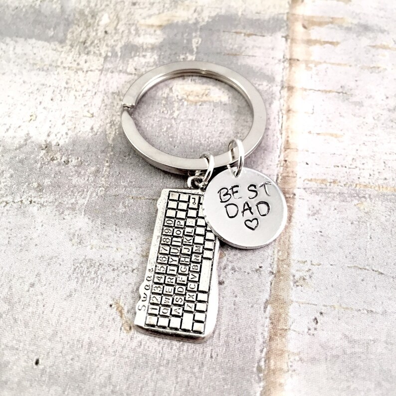 Best Dad Keychain, Father's day keychain, Computer Science, Keyboard charm, geeky keychain, for dad keychain, techy keychain, I. T. Keychain image 1