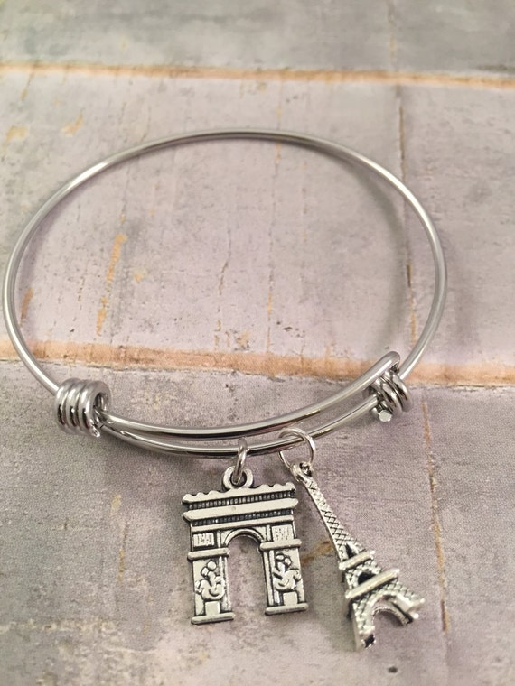 Eiffel Tower Bracelet Charm Bracelet Paris Bracelet Arc De Etsy