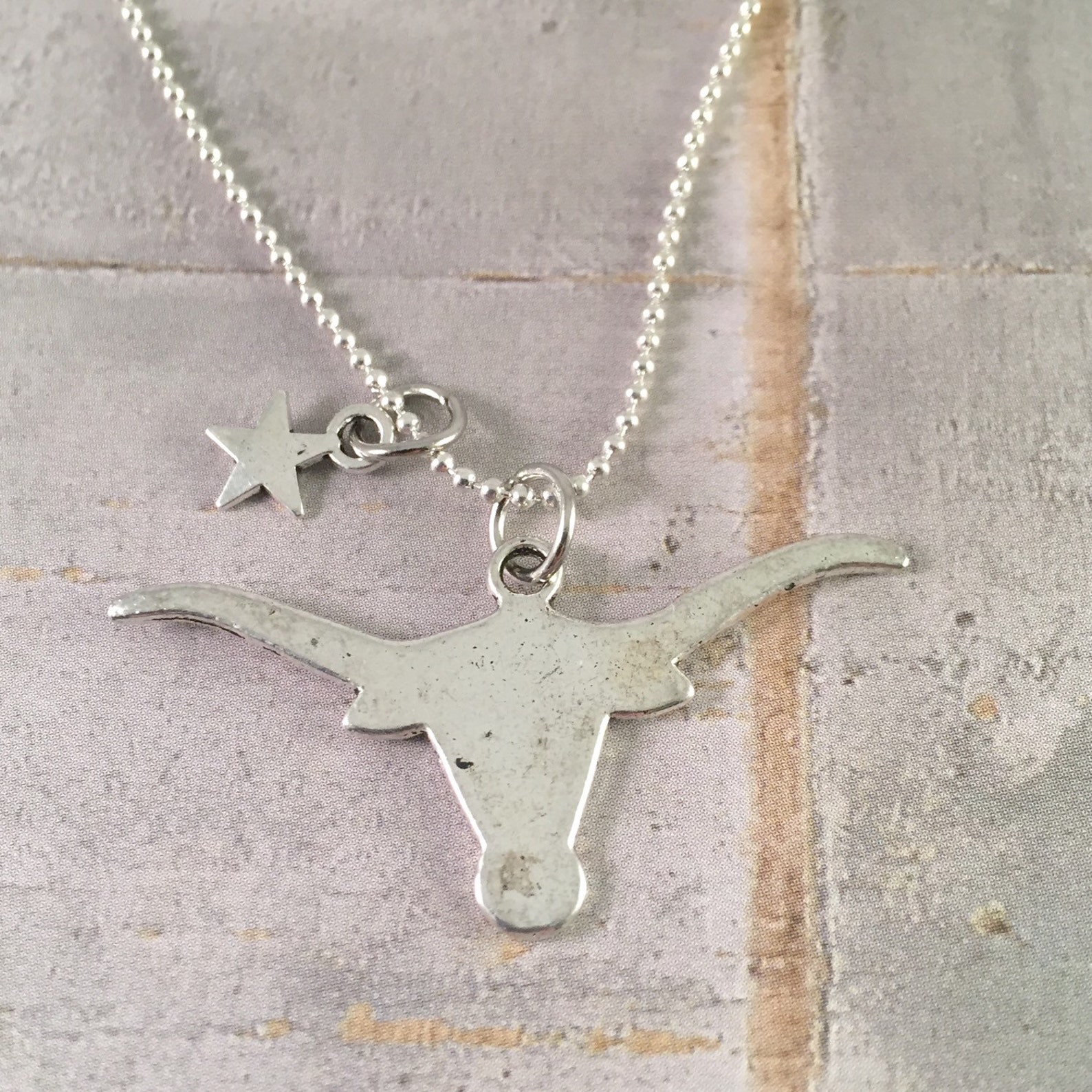 Longhorn Necklace Texas Necklace UT Texas Longhorn Charm Etsy