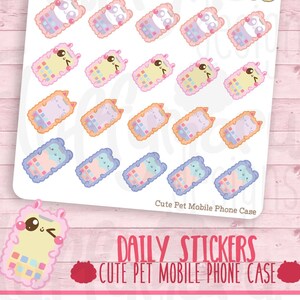 かわいいペットの携帯電話ケース || プランナーステッカー、Erin Condren (ECLP)、Filofax、Kikki K などのかわいいステッカー || DPS208