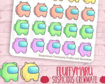 Suspicious Crewmate || Planner Stickers, Cute Stickers for Erin Condren (ECLP), Filofax, Kikki K, Etc. || DPS299