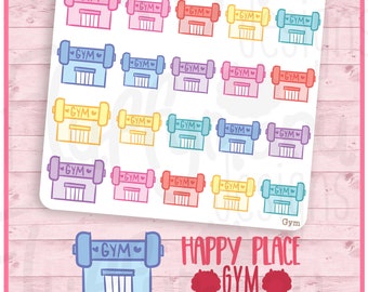 Happy Place Gym || Planner Stickers, Cute Stickers for Erin Condren (ECLP), Filofax, Kikki K, Etc. ||  HP03