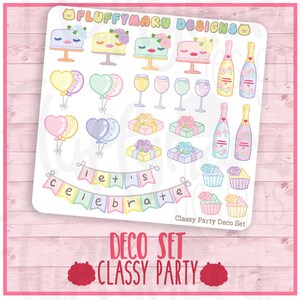 Set adesivi Deco partito Classy | | Pianificatore adesivi, autoadesivi svegli per Erin Condren (ECLP), Filofax, Kikki K, ecc. | | DS49