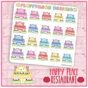 Happy Place Restaurant || Planner Stickers, leuke Stickers voor Erin Condren (ECLP), Filofax, Kikki K, enz. || HP13