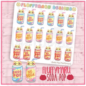 Soda Pop Fluffymaru || Sticker, süße Sticker für Erin Condren (ECLP), Filofax, Kikki K, etc.. || SFS244