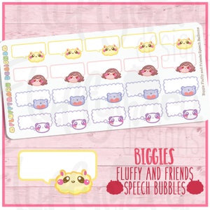 Biggie pluizig en vrienden tekstballonnen || Planner Stickers, leuke Stickers voor Erin Condren (ECLP), Filofax, Kikki K, enz. || BSS56