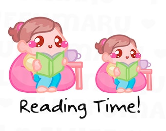 Reading Time Sammie || Planner Stickers, Cute Stickers for Erin Condren (ECLP), Filofax, Kikki K, Etc. || SFS119