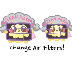 Clean Air Filter Fluffymaru Planner Stickers, Cute Stickers for Erin Condren ECLP, Filofax, Kikki K, Etc. SFS176 image 1