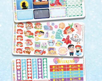 The Little Mermaid Planner Kit || Planner Stickers, Cute Stickers for Erin Condren (ECLP), Filofax, Kikki K, Etc. || PKS25