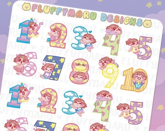 Numbers Deco Sticker Set || Planner Stickers, Cute Stickers for Erin Condren (ECLP), Filofax, Kikki K, Etc. || DS34