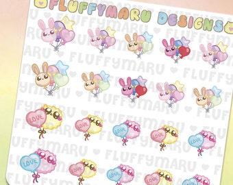 Balloon Party Deco Sticker Set || Planner Stickers, Cute Stickers for Erin Condren (ECLP), Filofax, Kikki K, Etc. || DS27