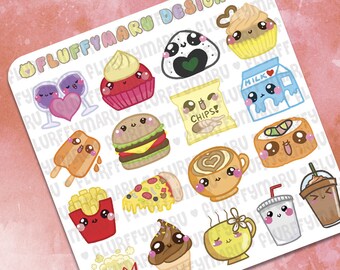 Snack Time Sticker Samplers || Planner Stickers, Cute Stickers for Erin Condren (ECLP), Filofax, Kikki K, Etc. || SS04