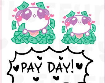 Pay Day Panda Mimi || Planner Stickers, Cute Stickers for Erin Condren (ECLP), Filofax, Kikki K, Etc. || MTP19