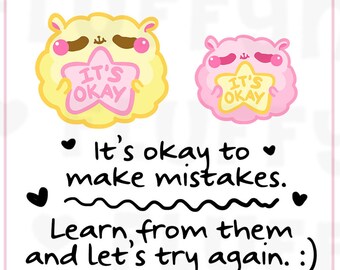 It's Okay Fluffymaru || Planner Stickers, Cute Stickers for Erin Condren (ECLP), Filofax, Kikki K, Etc. || SFS13