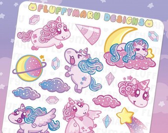 Unicorn Deco Sticker Set || Planner Stickers, Cute Stickers for Erin Condren (ECLP), Filofax, Kikki K, Etc. || DS29