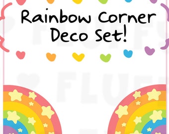 Rainbow Corner Sticker Deco Set || Planner Stickers, Cute Stickers for Erin Condren (ECLP), Filofax, Kikki K, Etc. || CS07