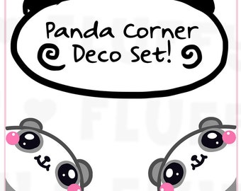 Panda Corner Sticker Deco Set || Planner Stickers, Cute Stickers for Erin Condren (ECLP), Filofax, Kikki K, Etc. || CS06