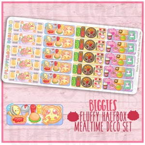 Biggie Fluffymaru Essen Time Box || Planer Sticker, Süße Sticker für Erin Condren (ECLP), Filofax, Kikki K, etc. || BSS03