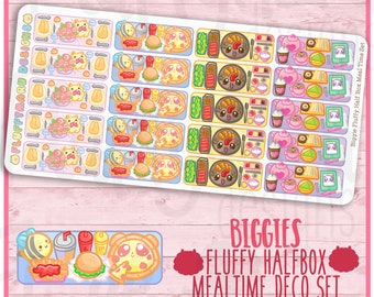 Biggie Fluffymaru Meal Time Box || Planner Stickers, Cute Stickers for Erin Condren (ECLP), Filofax, Kikki K, Etc. || BSS03